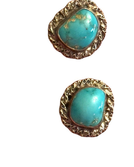 Southwestern Turquoise Sterling silver 925 Stone screw back Earrings