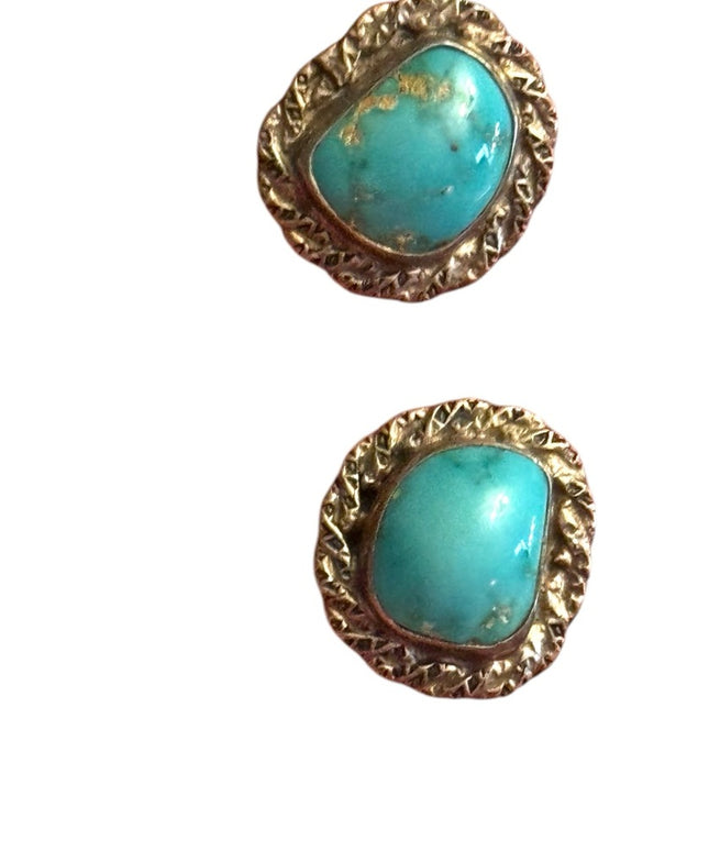 Southwestern Turquoise Sterling silver 925 Stone screw back Earrings