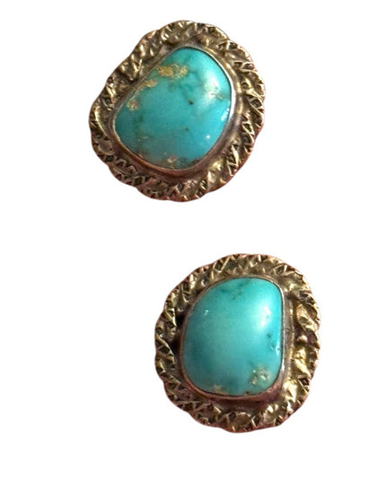 Southwestern Turquoise Sterling silver 925 Stone screw back Earrings