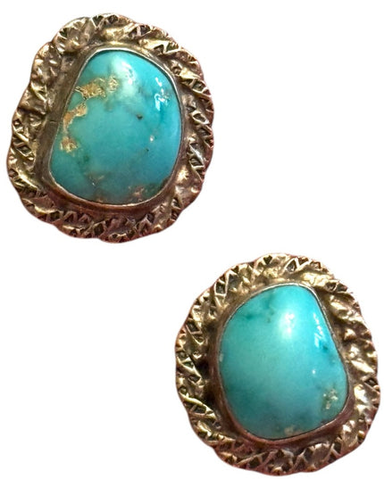 Southwestern Turquoise Sterling silver 925 Stone screw back Earrings