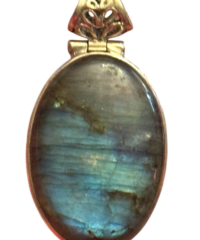 Elegant Sterling silver 925  Blue scrollwork Labradorite Pendant