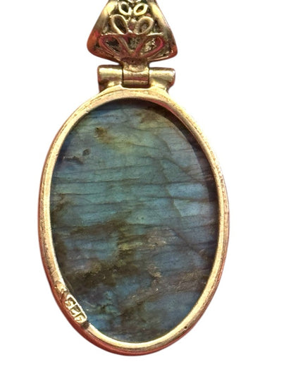 Elegant Sterling silver 925  Blue scrollwork Labradorite Pendant