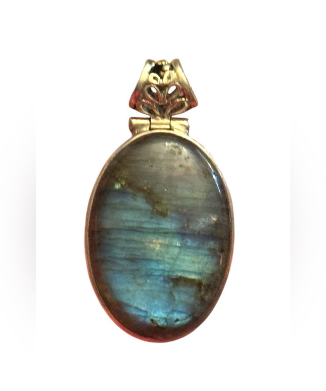 Elegant Sterling silver 925  Blue scrollwork Labradorite Pendant