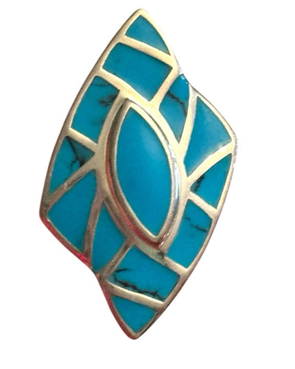 Stabilized Turquoise sterling
silver 925 Geometric Statement pendant