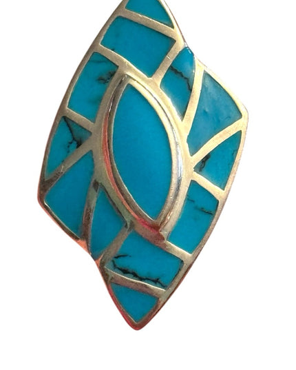 Stabilized Turquoise sterling
silver 925 Geometric Statement pendant