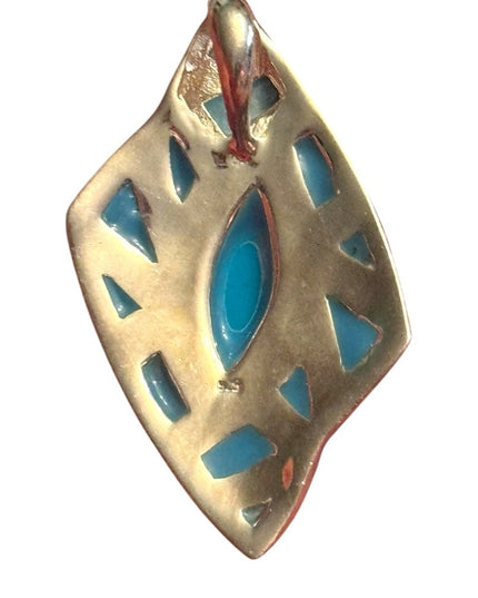 Stabilized Turquoise sterling
silver 925 Geometric Statement pendant