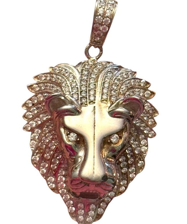 Sterling silver 925 Lion Head CZ Pendant