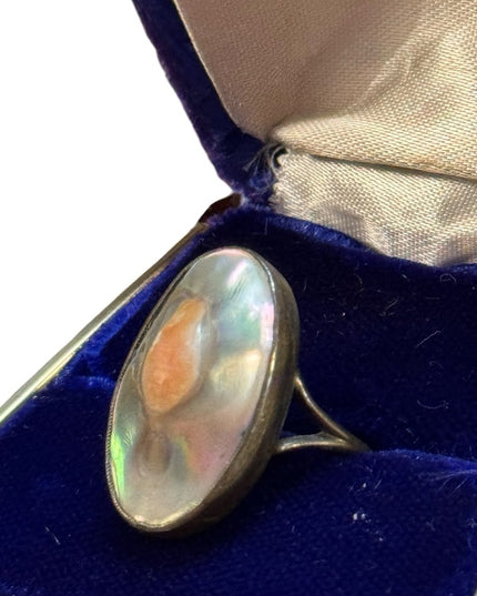 Elegant Antique Silver Blister Oyster Shell Southwestern Ring
