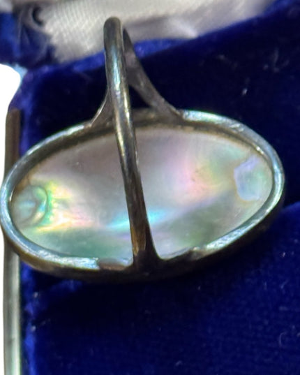 Elegant Antique Silver Blister Oyster Shell Southwestern Ring