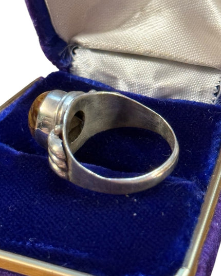 Vintage Amber Sterling Silver 925 Stone Ring