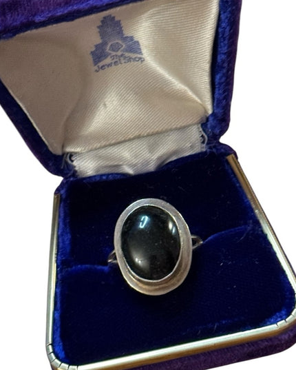 Elegant Vintage  Black Onyx Stone Sterling 925 Silver Ring Mexico TL-41