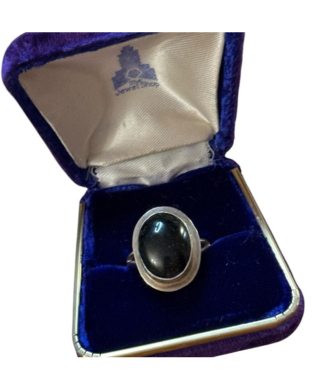 Elegant Vintage  Black Onyx Stone Sterling 925 Silver Ring Mexico TL-41