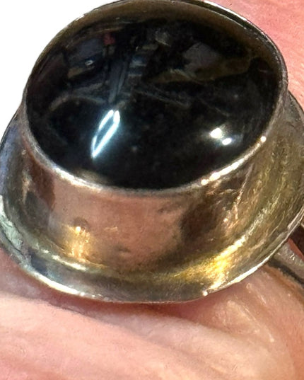 Elegant Vintage  Black Onyx Stone Sterling 925 Silver Ring Mexico TL-41