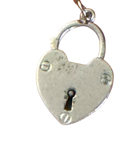 Vintage Sterling Silver 925 Heart Lock Pendant charm
