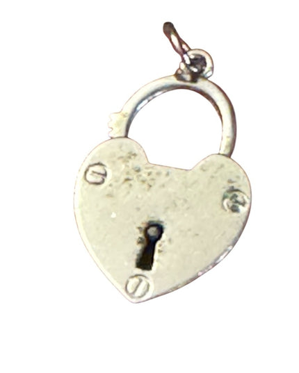 Vintage Sterling Silver 925 Heart Lock Pendant charm