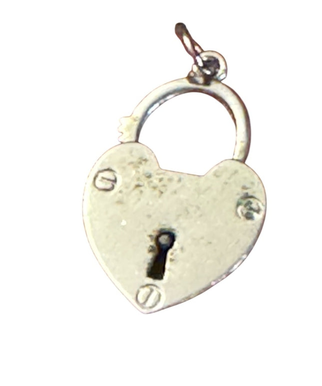 Vintage Sterling Silver 925 Heart Lock Pendant charm