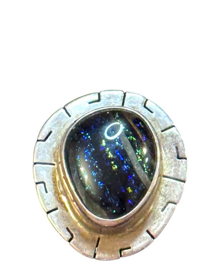 Vintage Sterling Silver 925 Dicroic Stone Southwestern Handmade  Ring