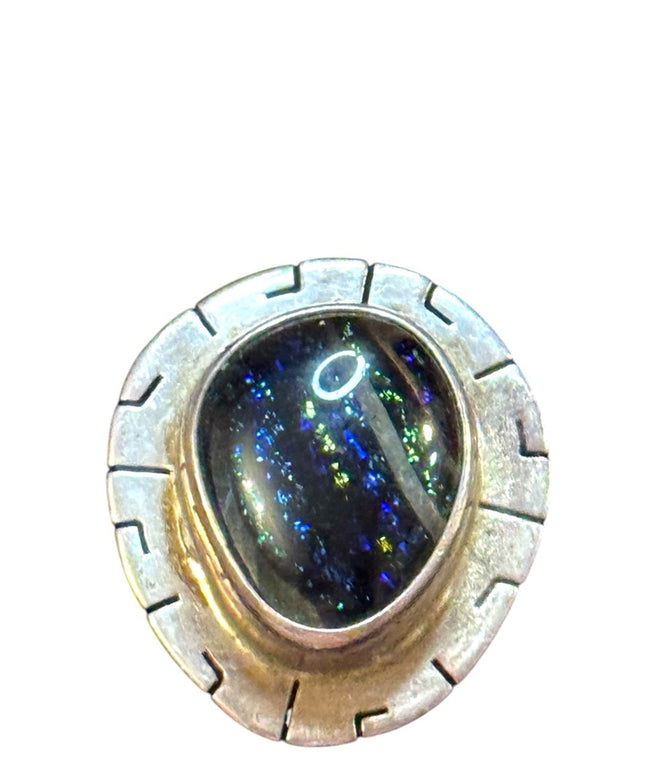 Vintage Sterling Silver 925 Dicroic Stone Southwestern Handmade  Ring