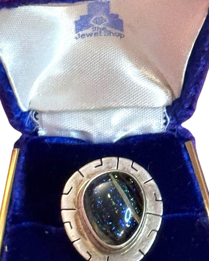 Vintage Sterling Silver 925 Dicroic Stone Southwestern Handmade  Ring