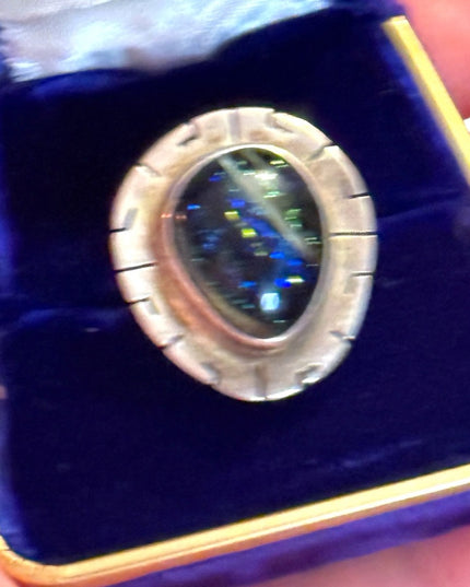 Vintage Sterling Silver 925 Dicroic Stone Southwestern Handmade  Ring