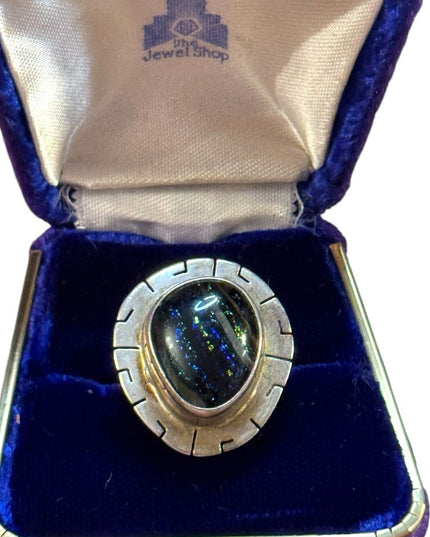 Vintage Sterling Silver 925 Dicroic Stone Southwestern Handmade  Ring