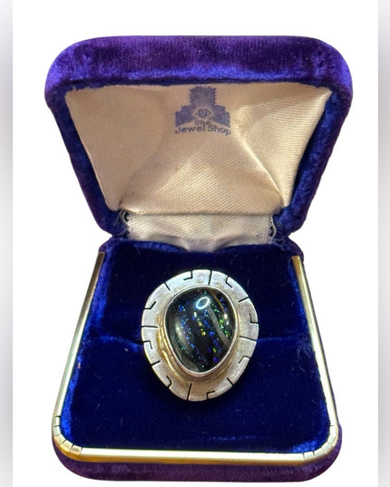 Vintage Sterling Silver 925 Dicroic Stone Southwestern Handmade  Ring