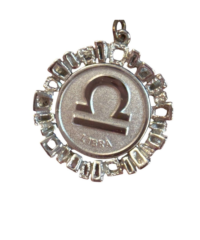 Silver Sterling 925 Modernist Charm Libra Zodiac Pendant