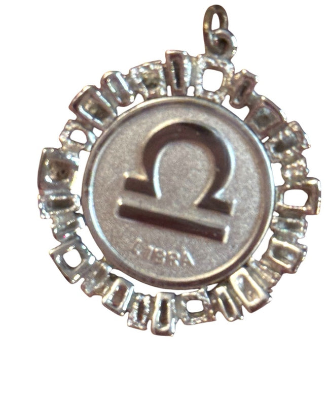 Silver Sterling 925 Modernist Charm Libra Zodiac Pendant