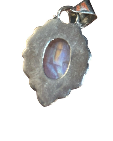 Elegant Sterling Silver 925 Moonstone scroll work Pendant