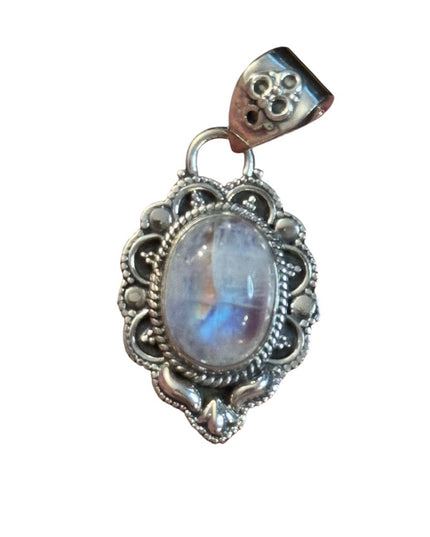 Elegant Sterling Silver 925 Moonstone scroll work Pendant