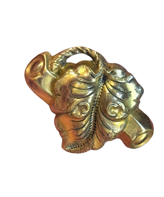 Elegant Gold Leaf Ladies Antique Victorian Circa 1870's Brooch Pin  Brass