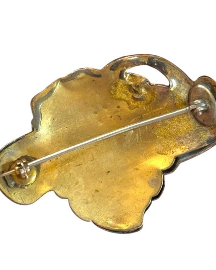 Elegant Gold Leaf Ladies Antique Victorian Circa 1870's Brooch Pin  Brass
