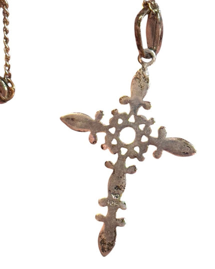 Elegant CW 925  Black Onyx Cross Pendant Necklace