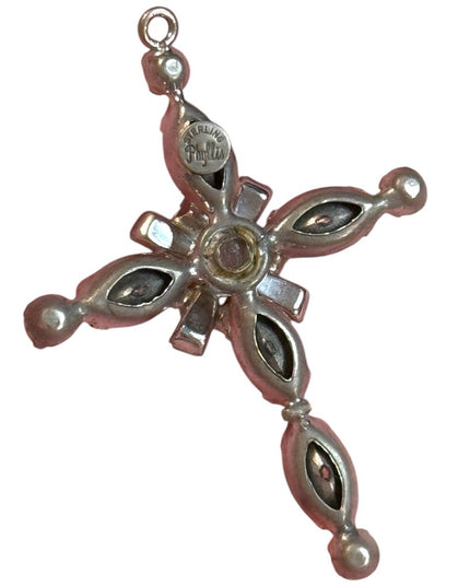 Vintage Phyllis Sterling silver 925 Cryetal Rhinestone cross pendant