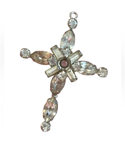 Vintage Phyllis Sterling silver 925 Cryetal Rhinestone cross pendant