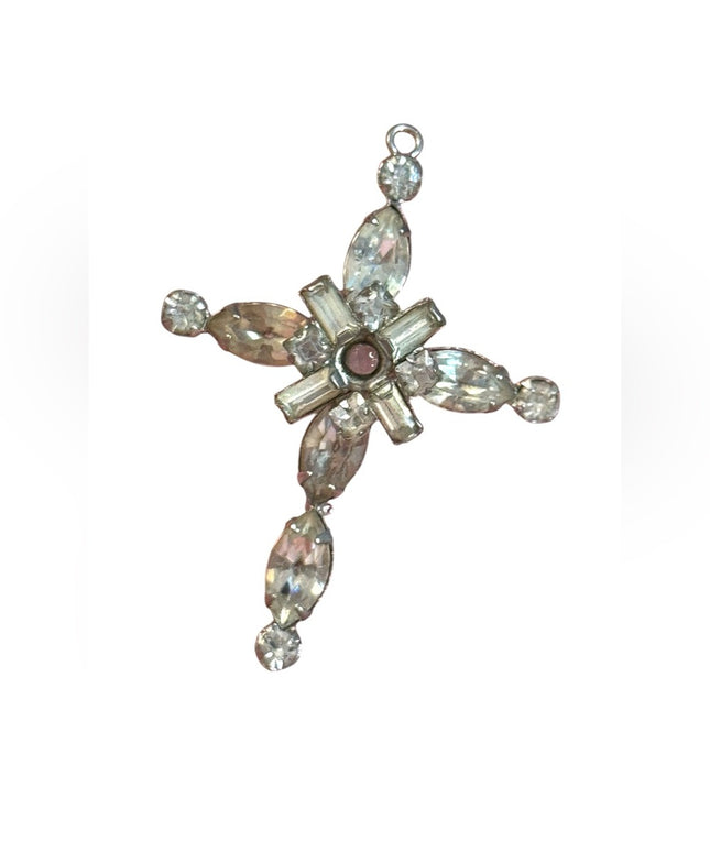 Vintage Phyllis Sterling silver 925 Cryetal Rhinestone cross pendant