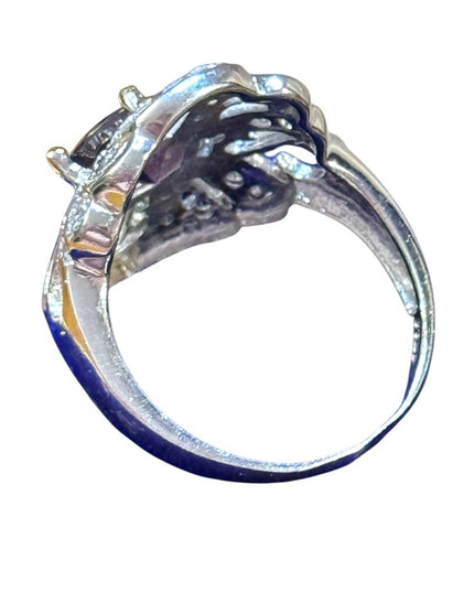 Elegant Sterling  Silver 925  Purple Crystal fancy Ring