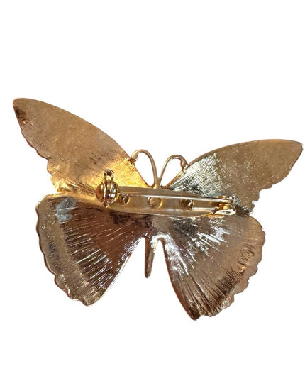 Lovely 1990s Gold and Black enamel fancy  Butterfly Brooch