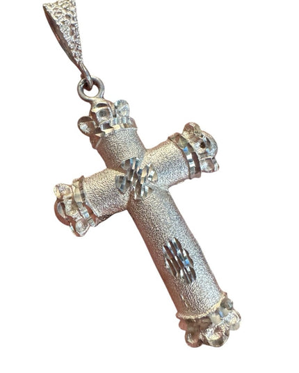 Elegant Sterling Silver 925 brushed metal large Cross Pendant