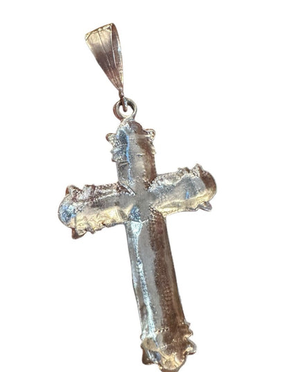 Elegant Sterling Silver 925 brushed metal large Cross Pendant