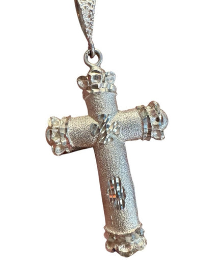 Elegant Sterling Silver 925 brushed metal large Cross Pendant