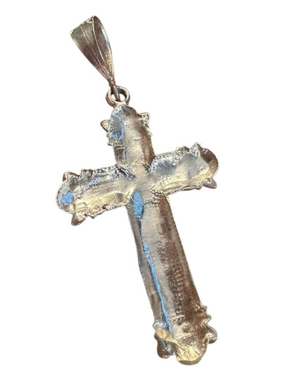 Elegant Sterling Silver 925 brushed metal large Cross Pendant