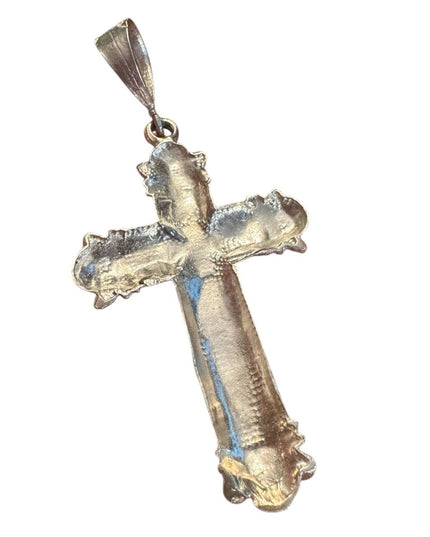 Elegant Sterling Silver 925 brushed metal large Cross Pendant