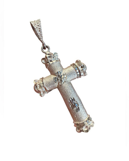Elegant Sterling Silver 925 brushed metal large Cross Pendant