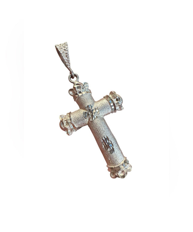 Elegant Sterling Silver 925 brushed metal large Cross Pendant
