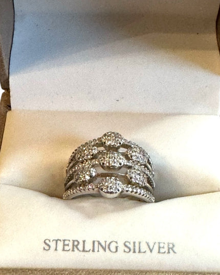Sterling Silver Elegant Ava Ro Ring with Swarovski Elements NWB