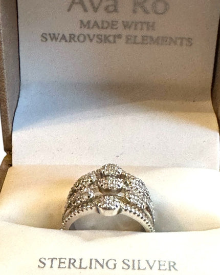Sterling Silver Elegant Ava Ro Ring with Swarovski Elements NWB