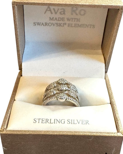 Sterling Silver Elegant Ava Ro Ring with Swarovski Elements NWB