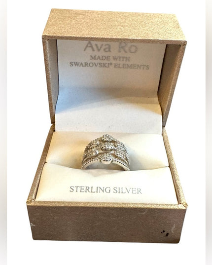 Sterling Silver Elegant Ava Ro Ring with Swarovski Elements NWB