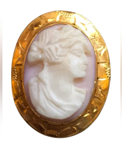 💗 10k GOLD Victorian Antique Shell Cameo brooch 💗